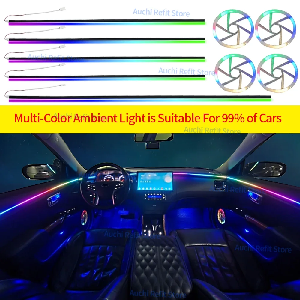 New 256 Colour Symphony Universal Ambient Light Car 18 in 1 LED RGB Mobile APP Control Multi-Color DIY Decorative Lamp Refit