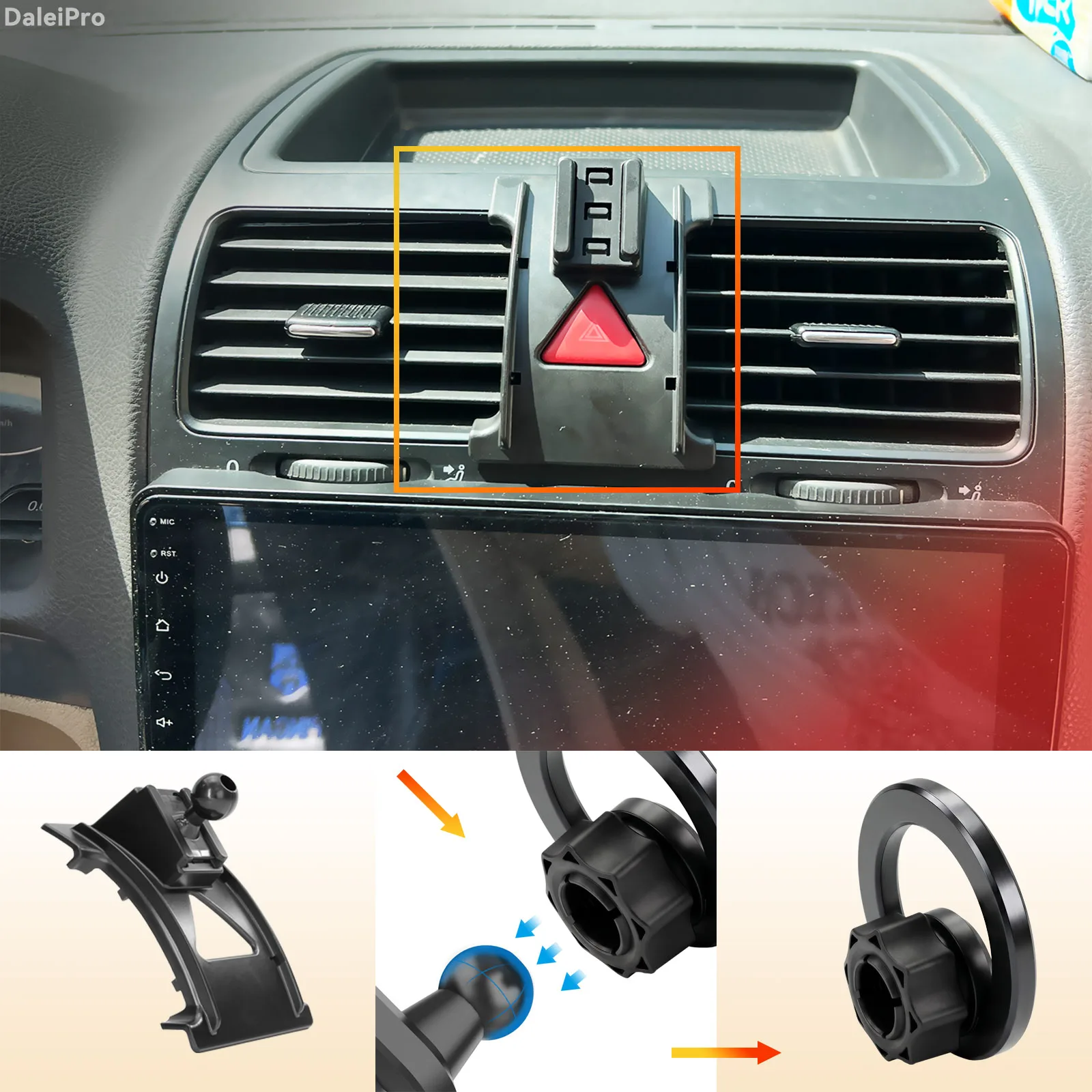 Entwickelt für Volkswagen VW Jetta MK5 2006-2010 Handyhalterung Auto Magnetische Halterung Smart Sensing Ein-Tasten-Freigabe Kabelloses Ladegerät – Detail 3
