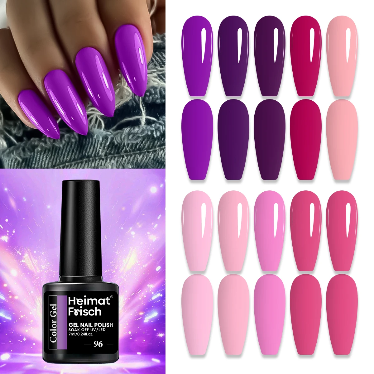 Smalto per unghie gel Heimat Frisch a bottiglia singola: colori popolari autunno/inverno, facile da applicare, ideale per disegni di unghie fai da te. Adatto