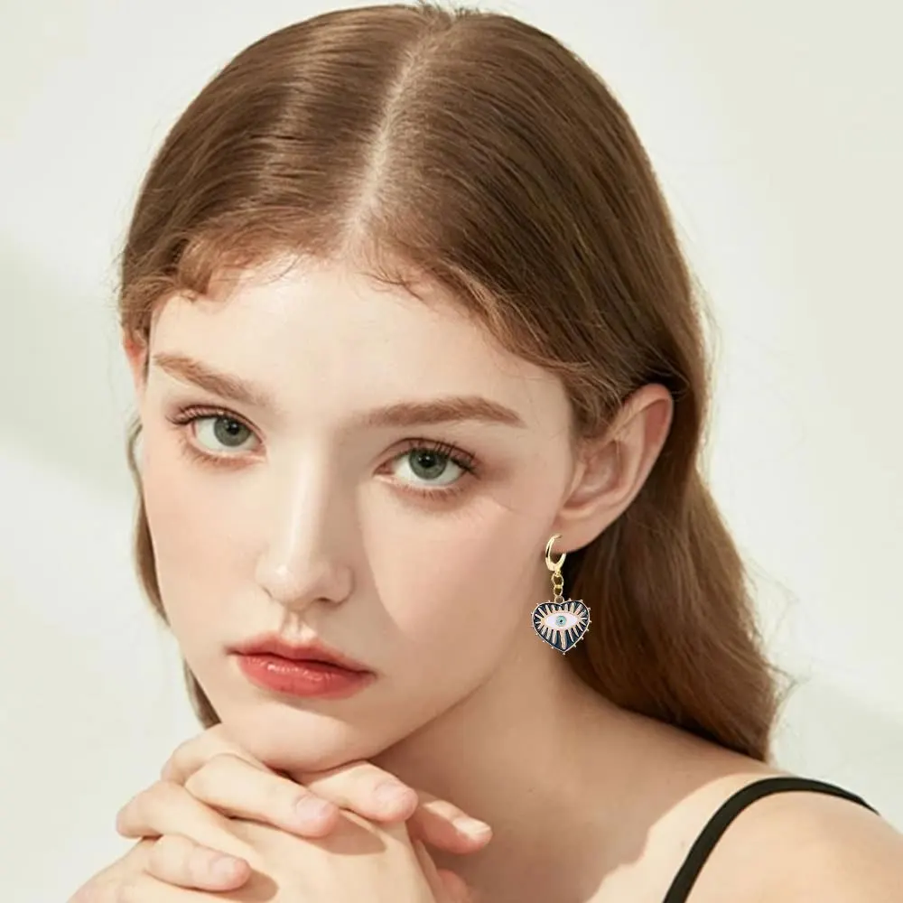 1/6/12 Buah Liontin Mata Setan Berbentuk Hati Multiwarna, Anting DIY, Natal, Thanksgiving, Aksesori Hadiah Pesta Halloween