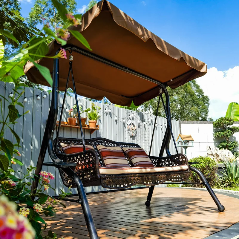 

Уличные качели, двойное кресло-качалка B & B, кресло из ротанга для отдыха, подвесная корзина, балкон, двор, сад, открытый кованое железо