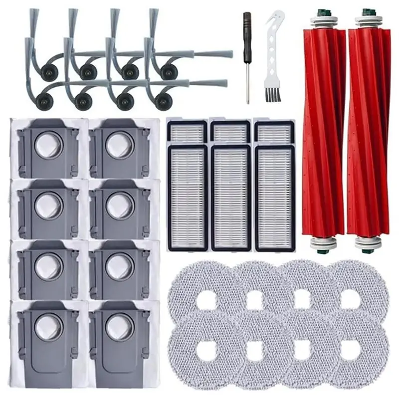 

Hepa Filter Mop Cloth Main Side Brushes Dust Bags For Roborock QV 35A, QV 35S, QR 798, QR 598 Vacuum Cleaner Replacement Parts