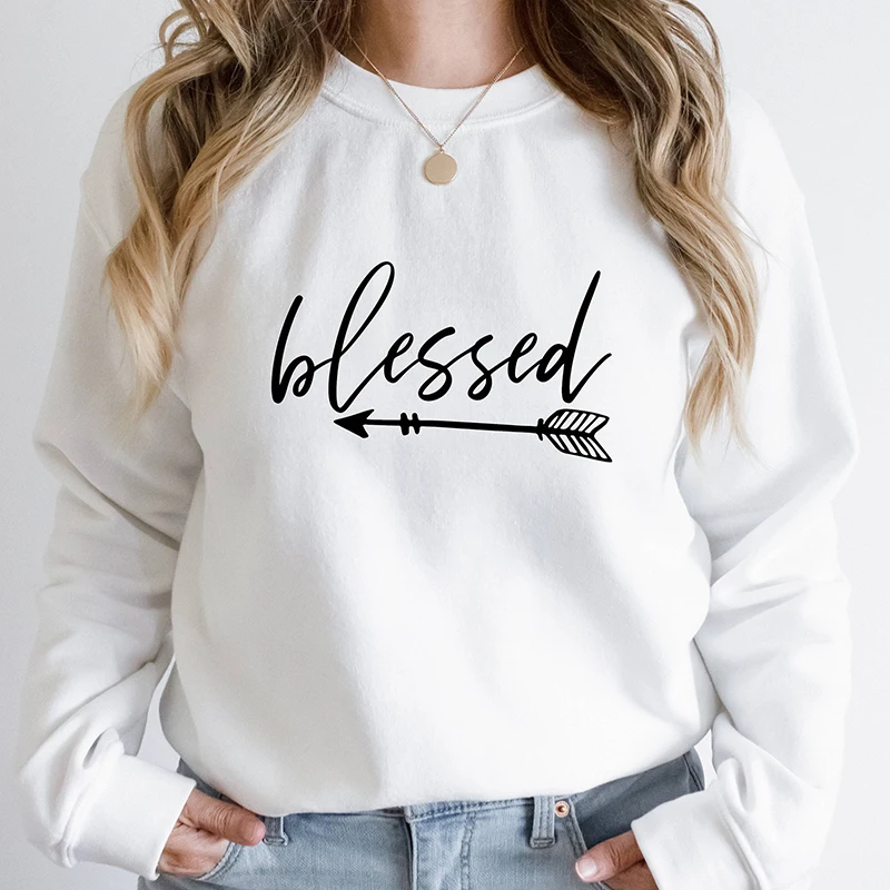 

Blessed Love Arrows Women's Long Sleeve Sweatshirts Causal Loose Streetwear O Neck Hoodies Inspirational Womens Clothing Tops