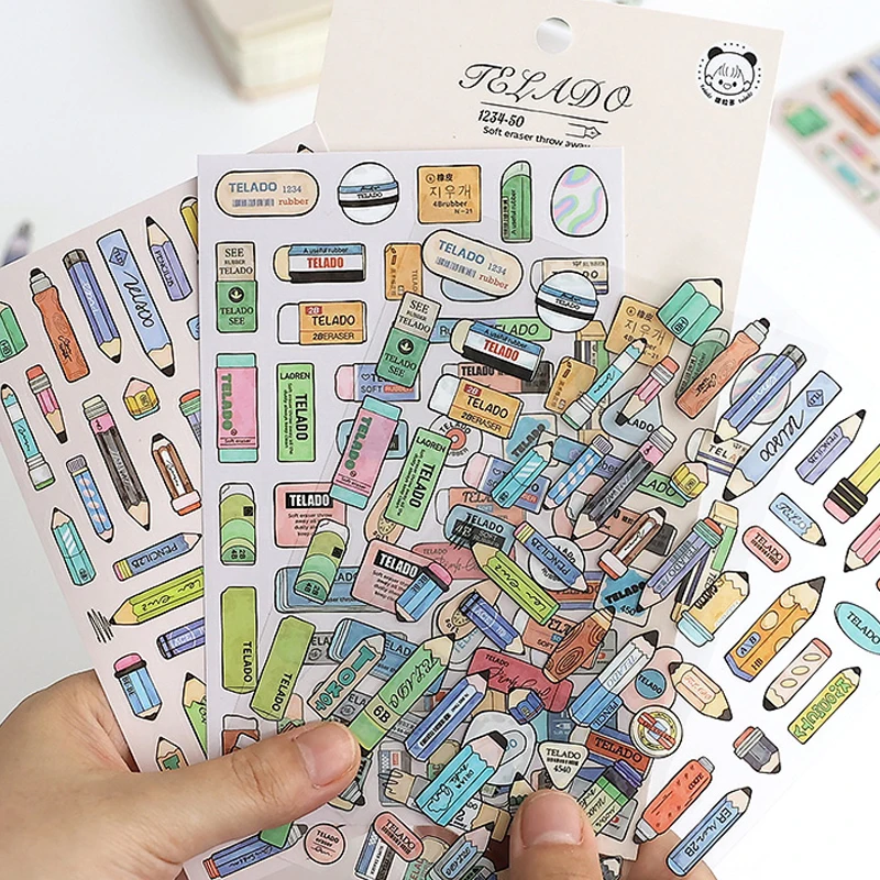 8 Uds. Borradores de lápices, clips de bolígrafos, papelería, pegatinas temáticas, manual, cuadernos DIY, bolígrafos lácteos, regalos para el regreso a la escuela de los estudiantes