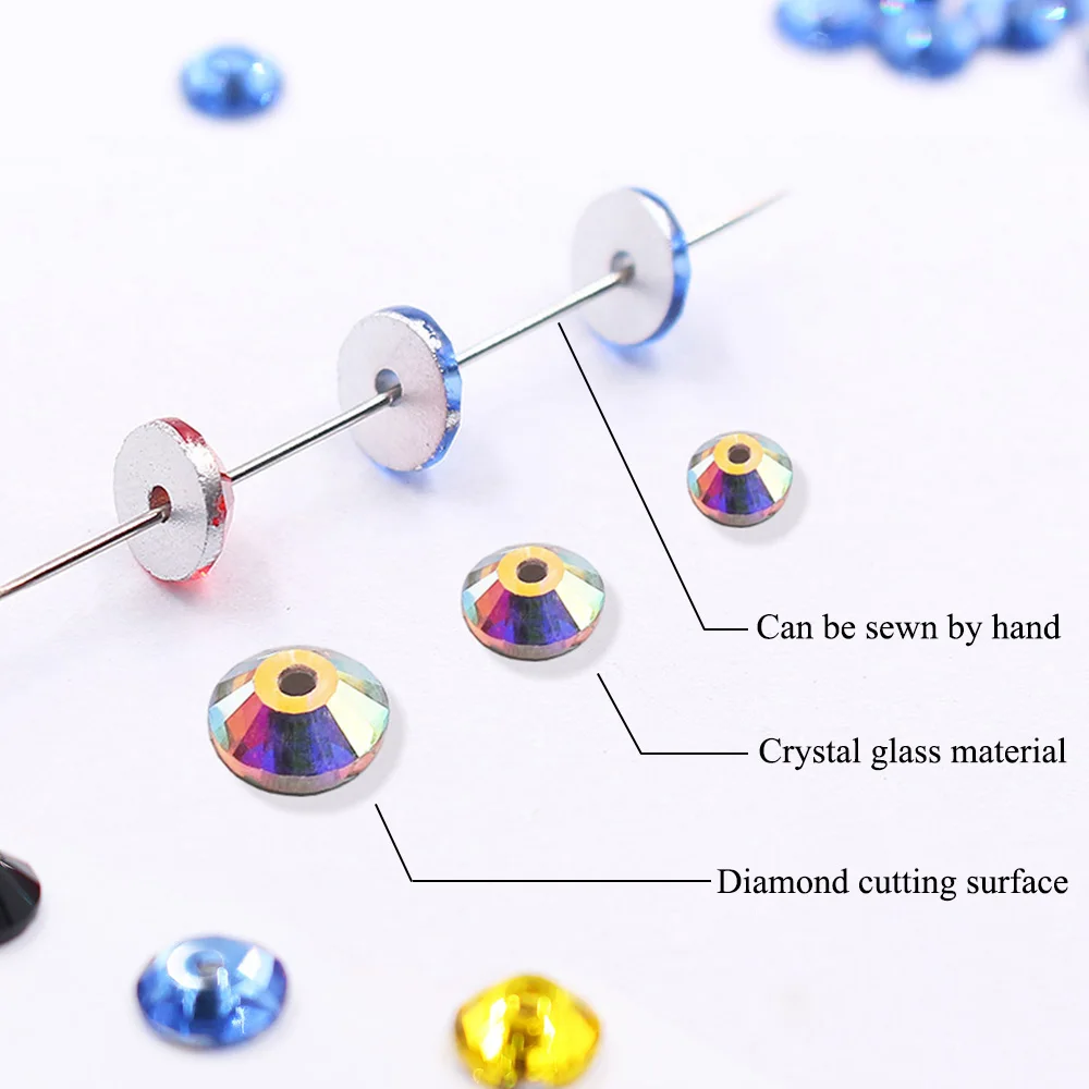 3mm-6mm 100 stücke Flatback Mittleren Loch Nähen Strass Shiny Kristalle Strass Perlen Nähen Auf Strass für kleidung Stoff Edelsteine – Detail 2