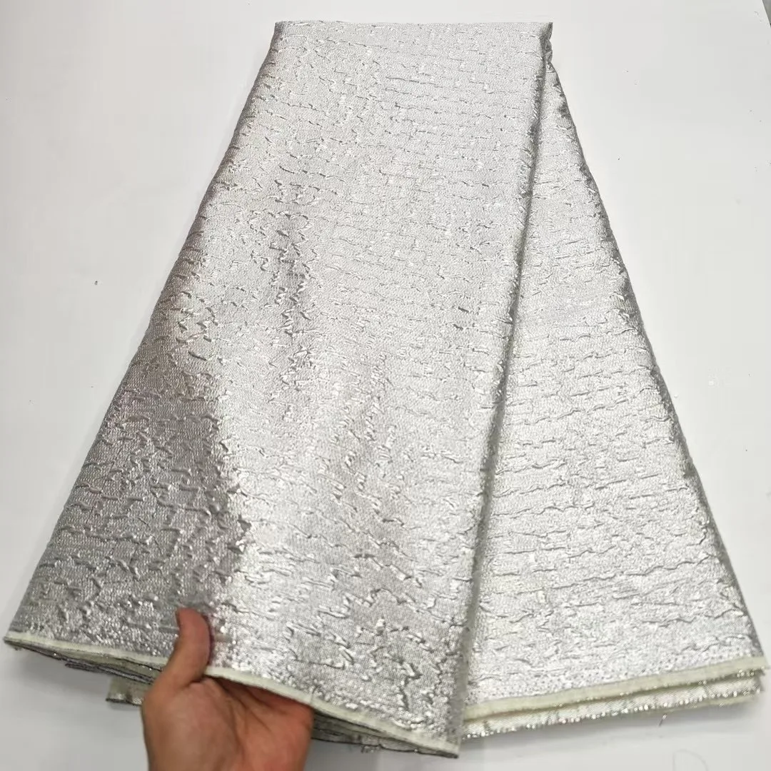 

African Brocade Jacquard Luxury Fabric French Organza Net Nigerian Tulle Mesh Lace Material Brocard 5 Yard for Dress AHD6307