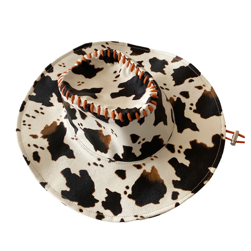 

1Pcs Halloween Cow Pattern Lightweight Wide Brim Sunhat Stylish Women Decorative Summer Travel Outdoor Durable Sun Protection
