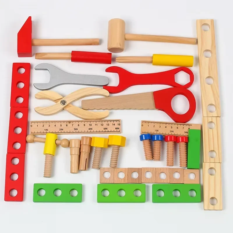 37 Piece Montessori Wooden Repair Kit Pretend Play DIY Construction STEM Toys for Fine Motor Skills Development Educational