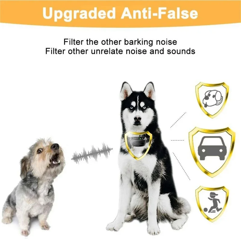 ABQP Anti Bark Dog Collar Rechargeable Anti Barking Device Harmless Waterproof Dog Training Shock Collar Dog Accessories