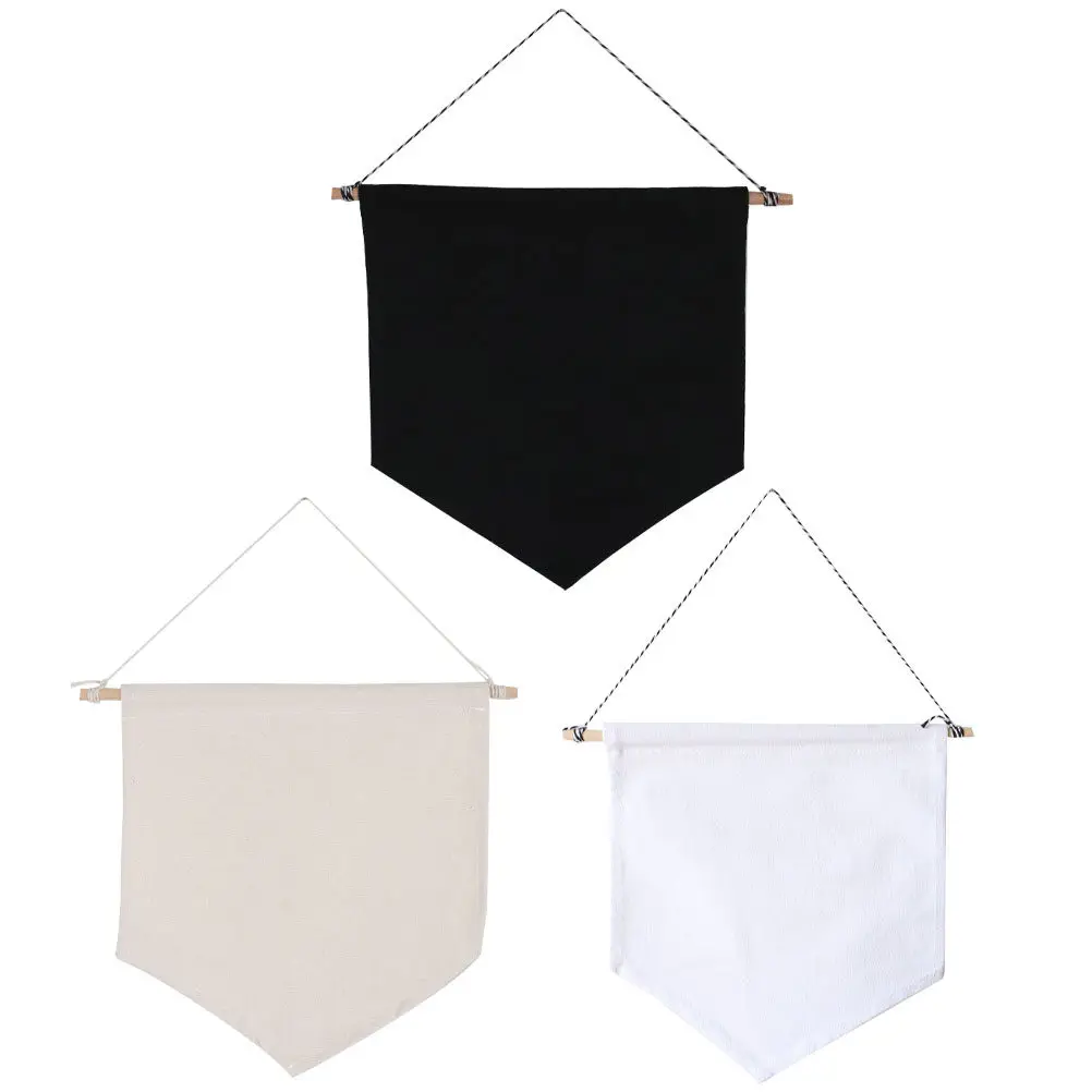 3Pcs DIY Pennant Decor Set High Grade Badge Display Banner with Hanging Rope for Room Wall Decoration Pure Color Style
