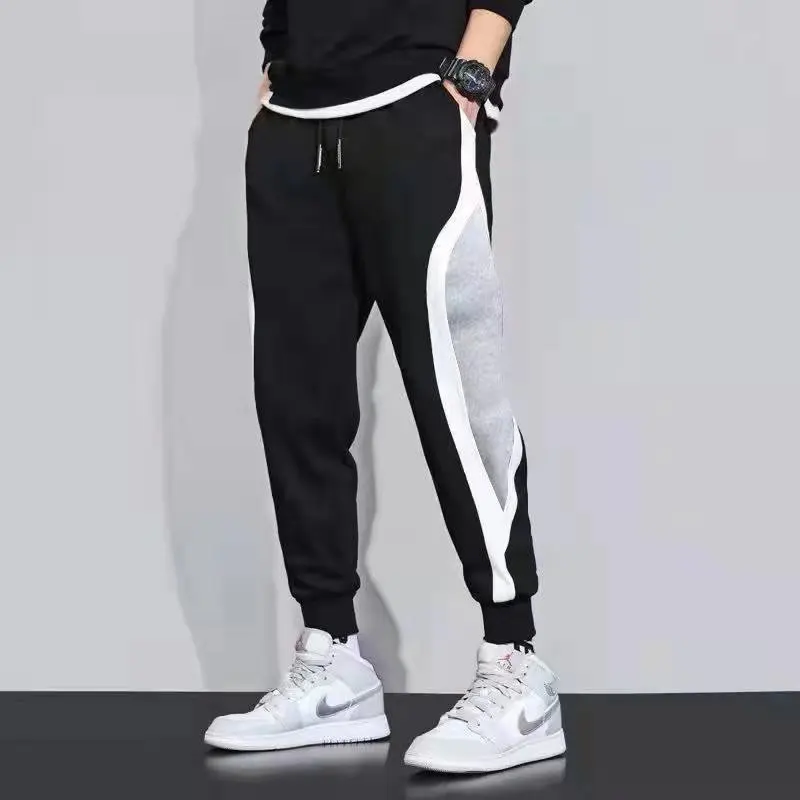 Men's Sports Pants Male Loose Fitting Leggings Patchwork Running Training Casual Pants Fashion Outfit Trousers