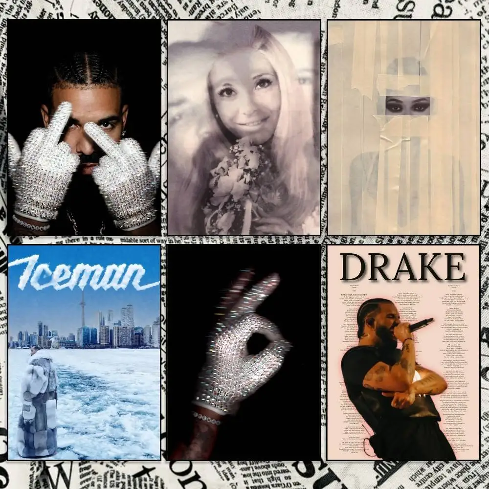 I-ICEMAN D-Drake the 6-God Poster Self-adhesive Waterproof Paper Sticker Coffee House Bar Room Wall Decor