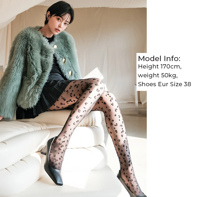 Fashion Summer Women’s Sheer Allover Leopard Print Tights Patterned Pantyhose Velour One Size Weight 40-65KG