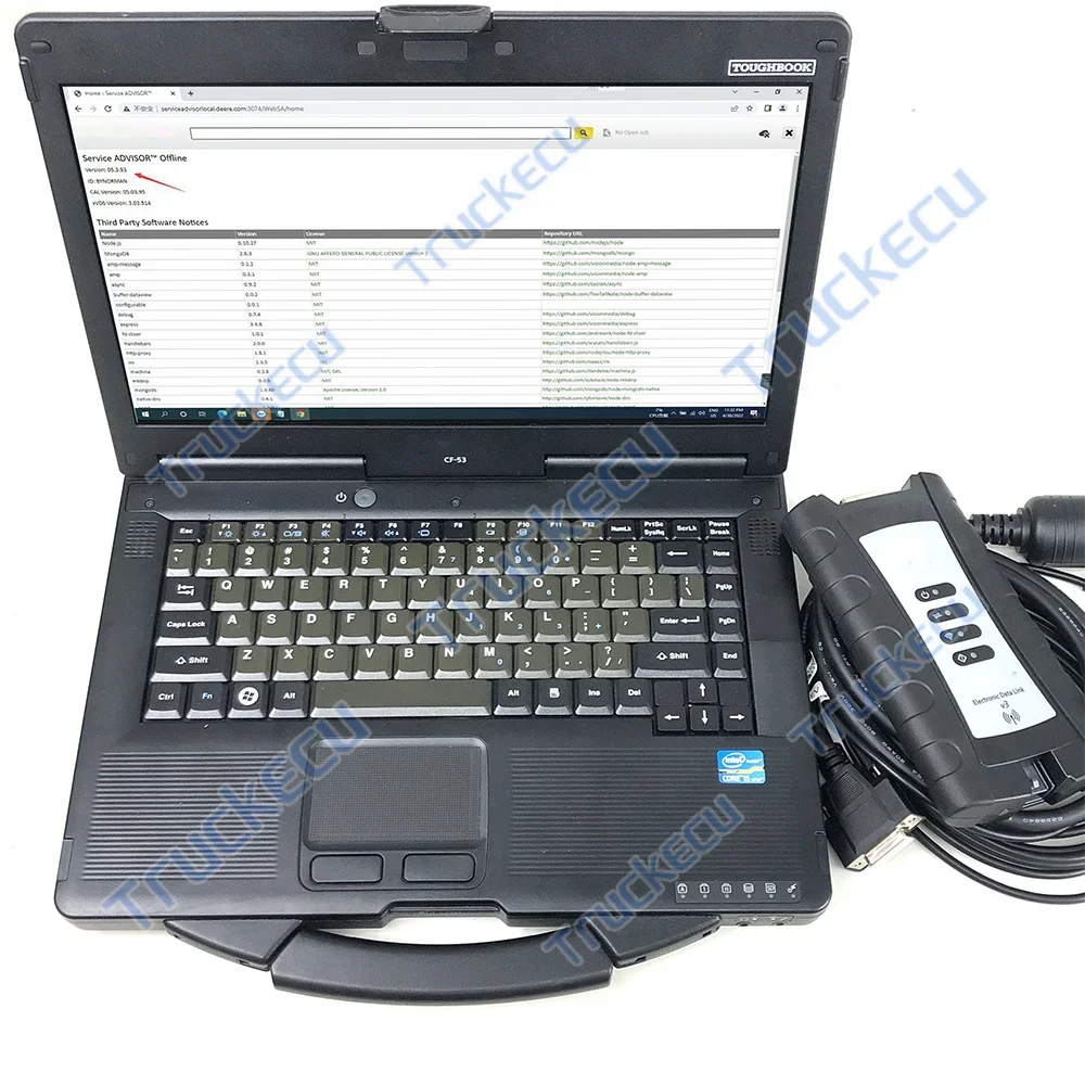 Herramienta de diagnóstico para tractores agrícolas, excavadoras y maquinaria de construcción y silvicultura, Lap para JD Service Advisor EDL V3 V5.3 AG CF.