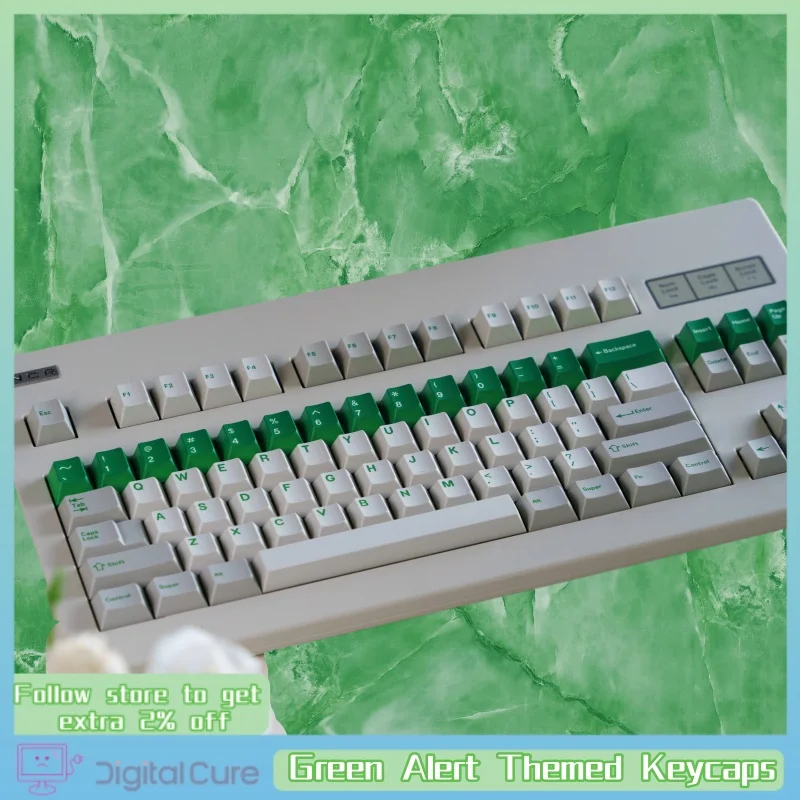 gmk green alert themed keycaps altura original de fabrica pbt sublimacao de calor personalizado radicais coreanos key cap 24 01