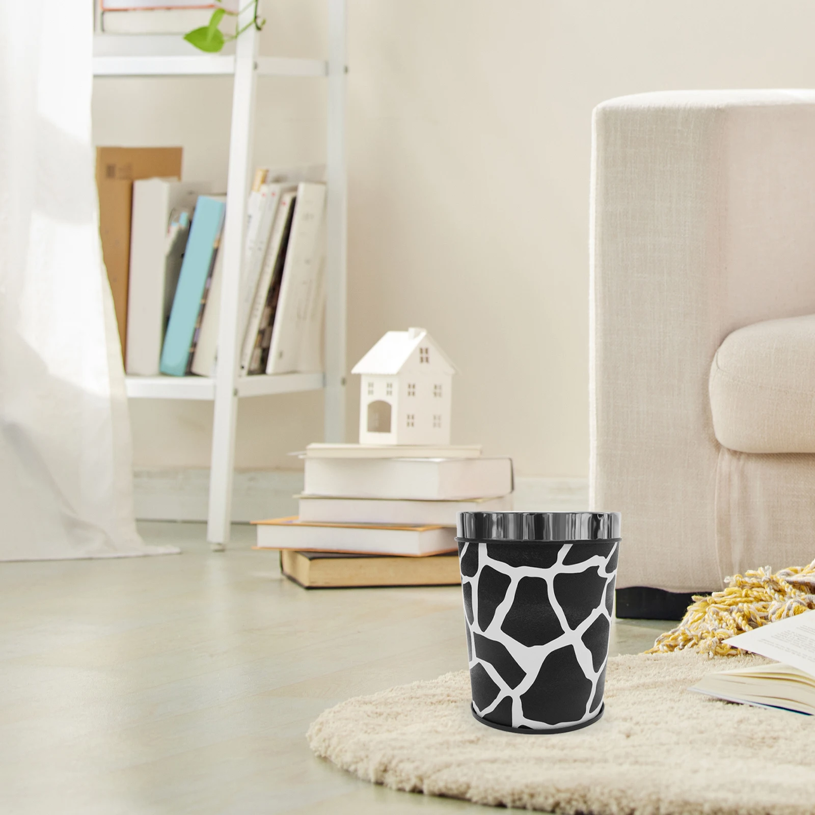 

Retro Style Garbage Can Bedroom Trash Bin Large Capacity Kitchen Wastebasket Portable Waste Basket Bathroom Office Household