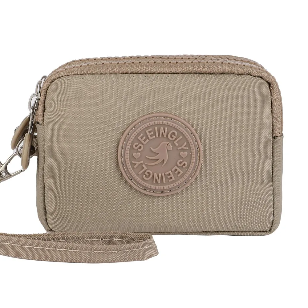 1Pcs Card Holder Coin Bags Large Capacity Zipper Coin Purse Three Layers Waterproof Coin Wallet