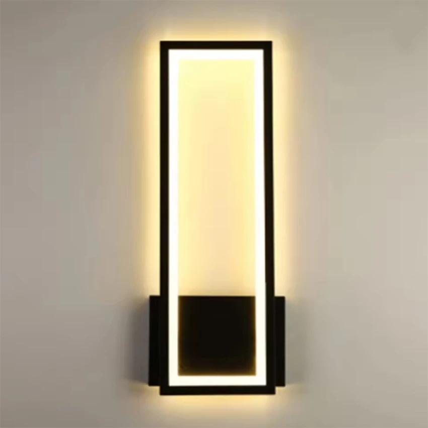 Indoor LED Rectangular Wall Lights, Acrylic and Iron Material, 3-Color Dimmable for Bedroom Living Room Hallway Balcony Black