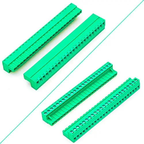 

5.08mm Male Female 24 Pin Phoenix Connector No Soldering Green PCB Screw Terminal Block Connector, Pluggable Wire Connection 1Se