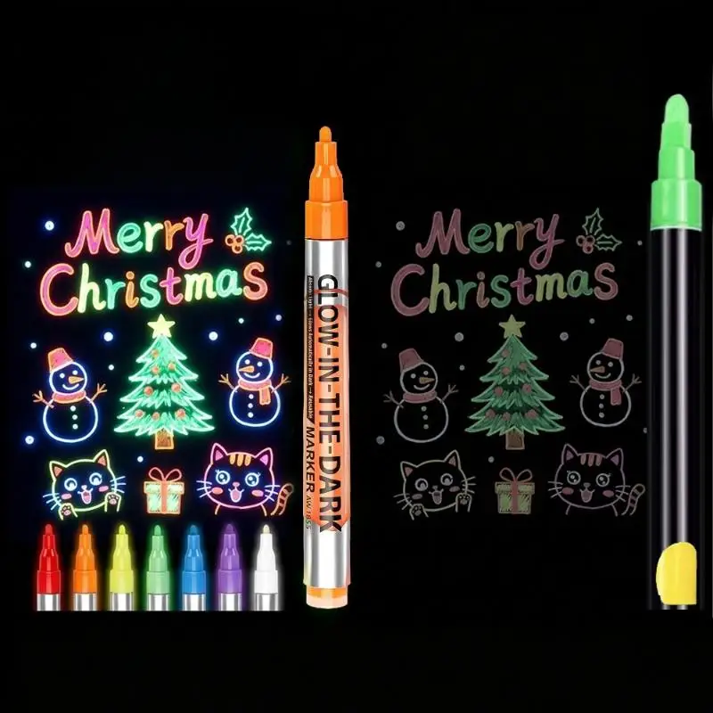 DIY Crafts Creative Artwork Waterproof Non-Toxic Dark Pen Draw Tool 8 Colors Fluorescent Luminous Marker Party Decoration Paint