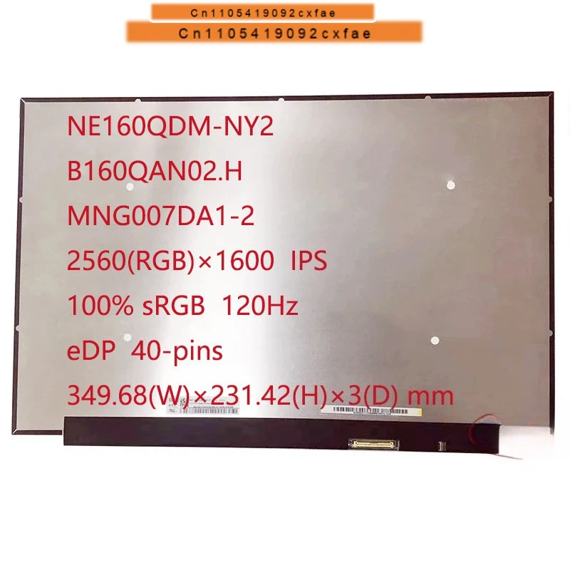

CHJ Laptop LCD Screen NE160QDM-NY2 B160QAN02.H MNG007DA1-2 For Lenovo ideapad 5 pro 16 replacement display IPS 100% sRGB 120Hz e