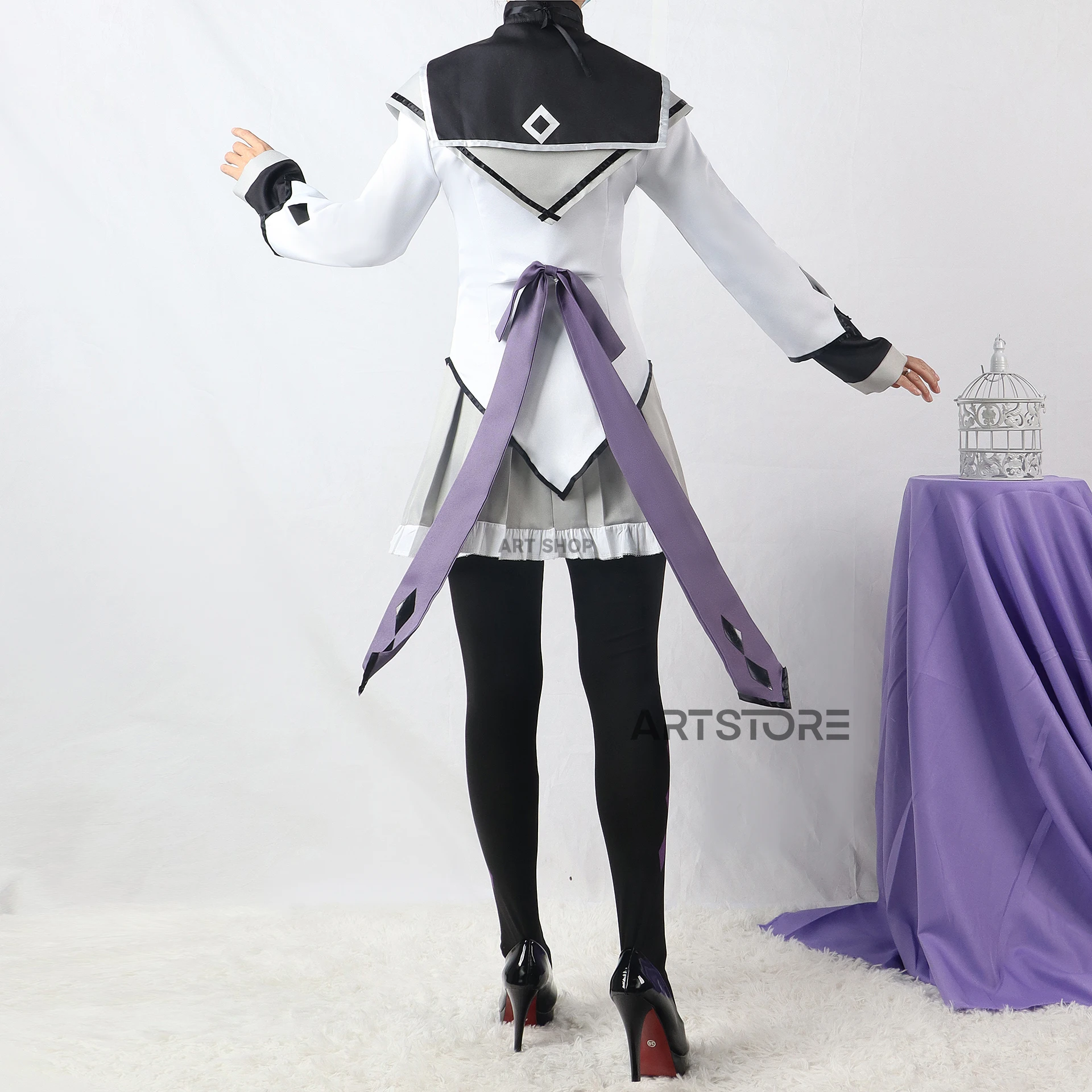 Magisch Meisje Puella Magi Madoka Magica Homura Akemi Cosplay Kostuum Vechten Uniform Pruik Sokken Halloween Kostuums Voor Vrouwen