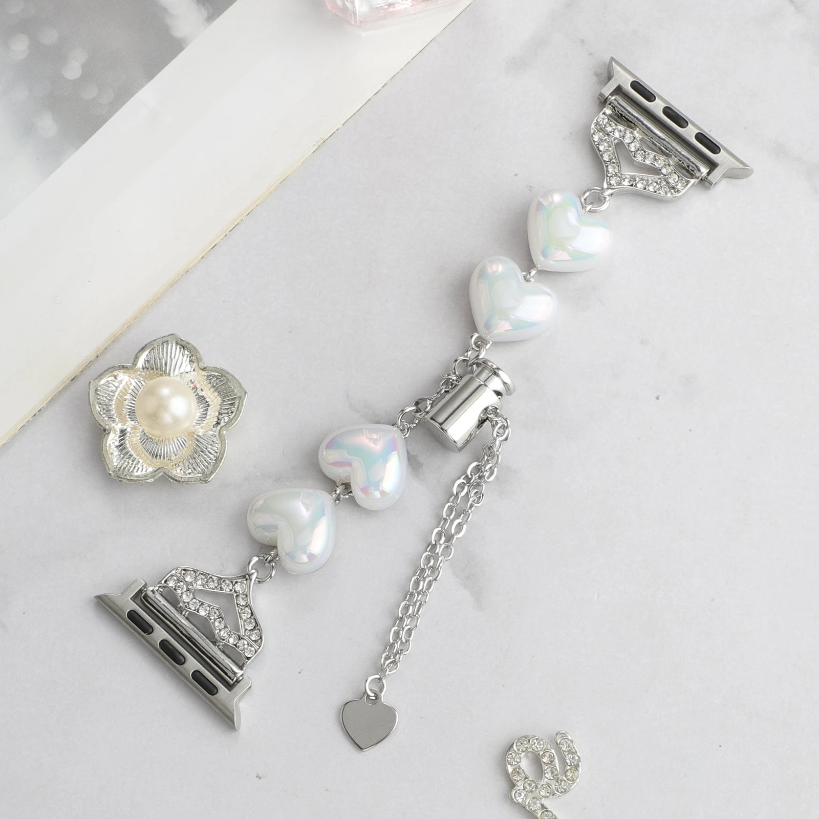 المعادن حزام ل سوار ساعة يد آبل مجوهرات الحب سلسلة ل Iwatch87654321SE الترا 38 40 41 42 44 45 مللي متر حلية سوار النساء المعصم