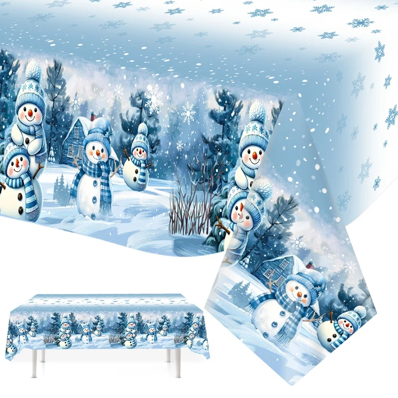 Christmas Snowman Tablecloth Merry Chirstmas Decoration For Home 2025 Winter Xmas Snowflake Table Cloth New Year 2026 Decor