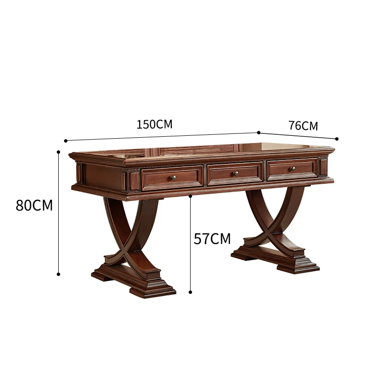 neoclassical all-solid wood desk gold silk teak premium workbench retro writing desk study furniture