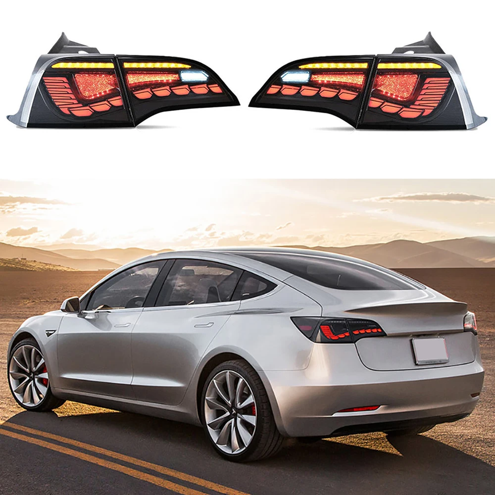 

Car LED Taillights Assembly Rear Lamp Light Fit For Tesla Model 3 Model Y 2016-2022 Rear Lamp DRL Turn Signal Reverse Brake