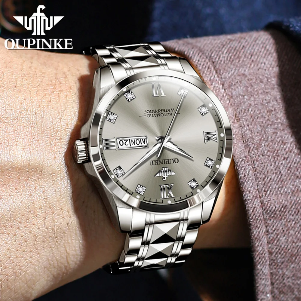 OUPINKE 3262 Mens Watch High Quality Fully Automatic Mechanical Watch 50M Waterproof Week Date Watch Original Luxury Top Brand