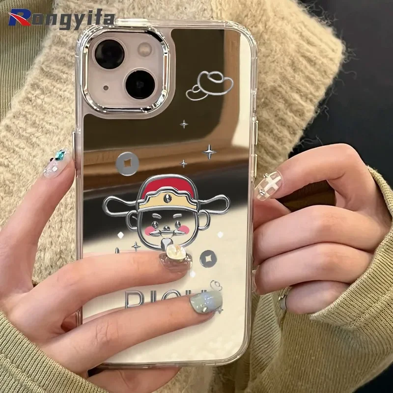 

For Reno 12 F25 10 F21 9 A1 8 Pro Plus 8T 6 A94 Find X7 Ultra X3 Lite Phone Case God of Wealth Electroplated Lens Clear Cover