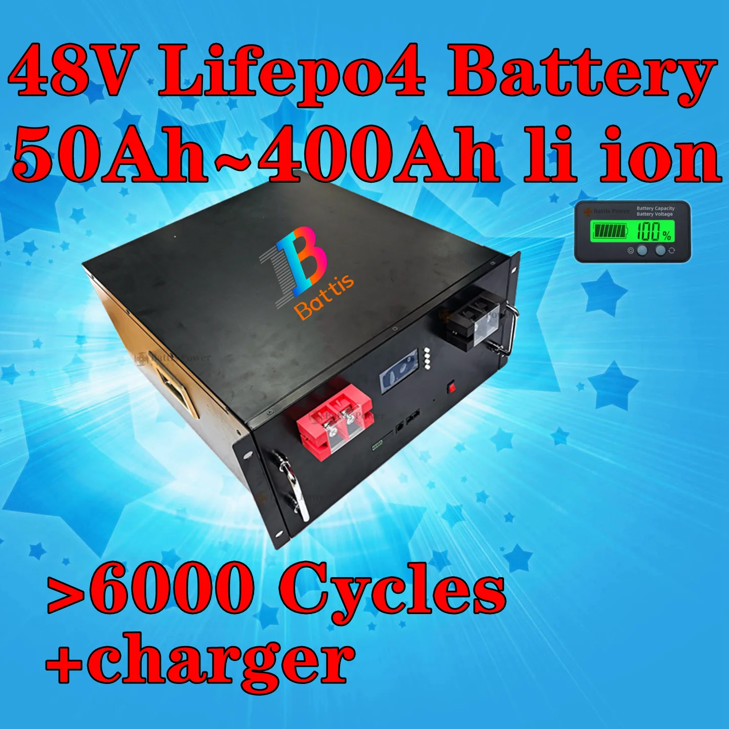 

6000 циклов 48 В 100 Ач Lifepo4 Батарея 51,2 В 200 Ач 120 Ач 150 Ач 300 Ач 400 Ач Литиевая батарея CAN RS485 для инвертора солнечной системы