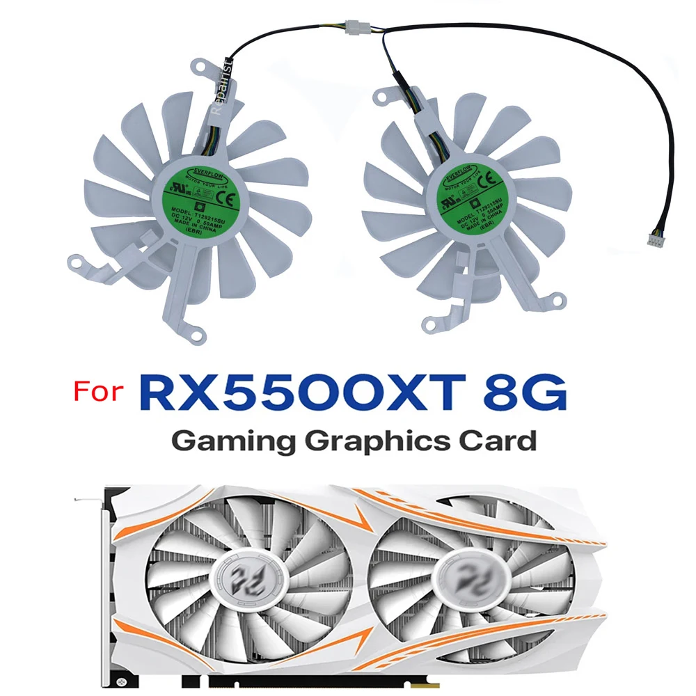 Graphics Card Cooling Video Cards Fan VGA Cooler CSH9015BS For MANCER RX5500XT 8g,T129215SU For PELADN 5500XT 8GB,2Pcs/Set view 3