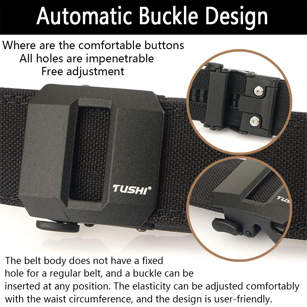 TUSHI New Army Tactical Belt Quick Release Military Airsoft Training Molle Belt Outdoor Shooting Hiking Hunting Sports Gun Belt