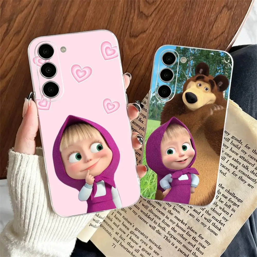 Cute Masha and the Bears-s Phone Case For SamsungA10,12,20,21S,30,31,40,50,51,52,70,71 Transparent Cover