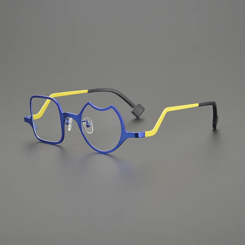 Colorful ultra-light titanium rectangle round glasses frame for men women with myopia reading and blue light protection glasses