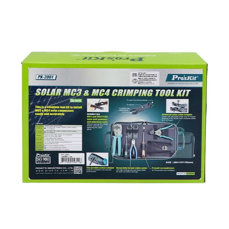 Pro'sKit PK-2061 مجموعة أدوات العقص الشمسية MC3 MC4 المعدات المهنية لتركيب الألواح الشمسية