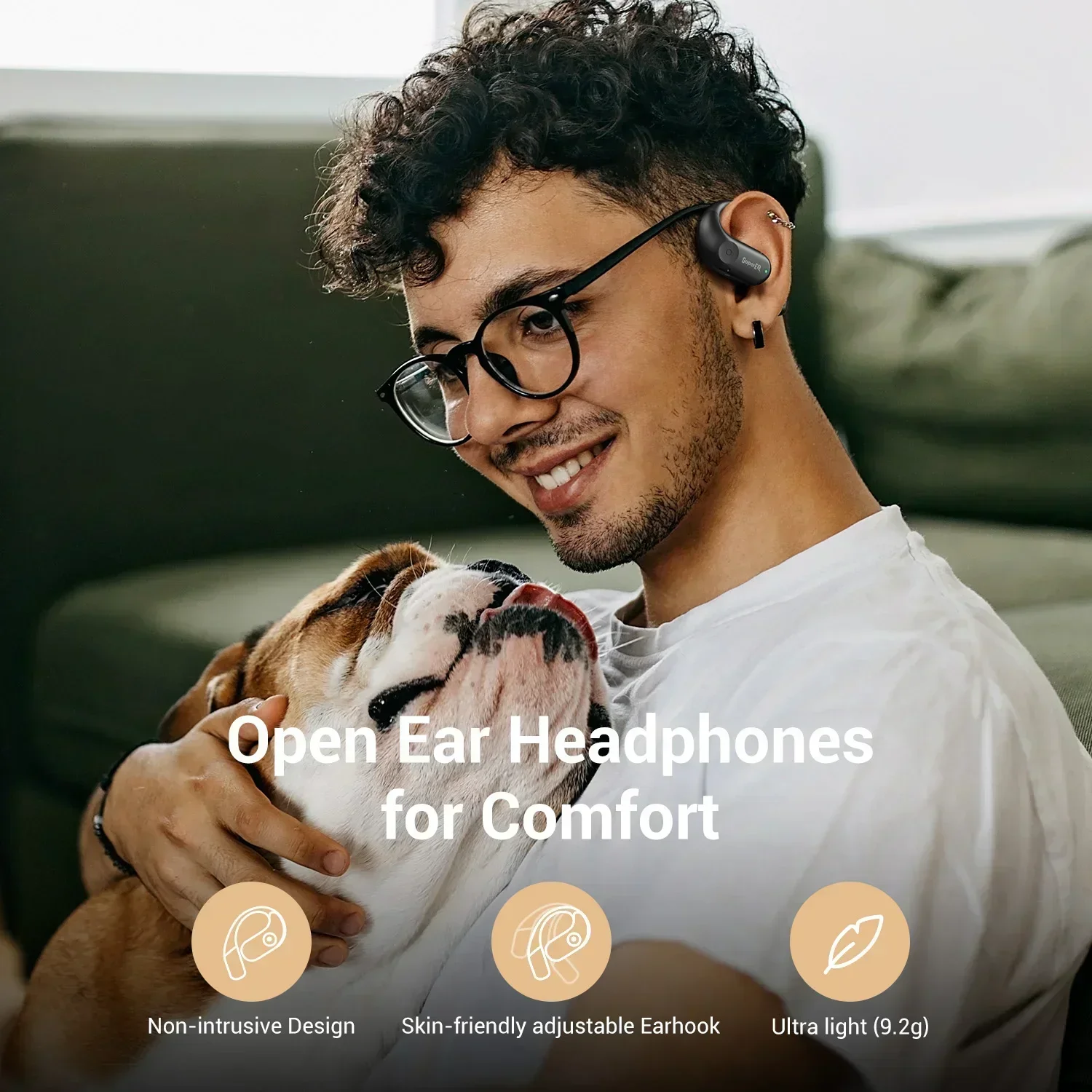 Oneodio SuperEQ 801/802 سماعة لاسلكية تعمل بالبلوتوث سماعات أذن مفتوحة مع شاشة عرض LED الأذن هوك سماعات أذن توصيل الهواء