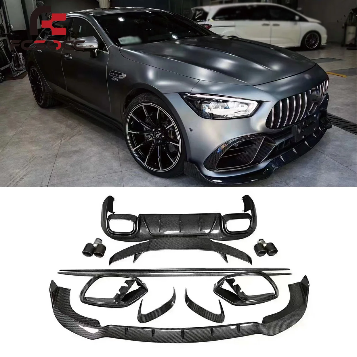 

Babus Style Carbon Fiber Body Kit for Mercedes AMG GT GTS Front Lip Side Skirts Rear Diffuser Spoiler Body Parts