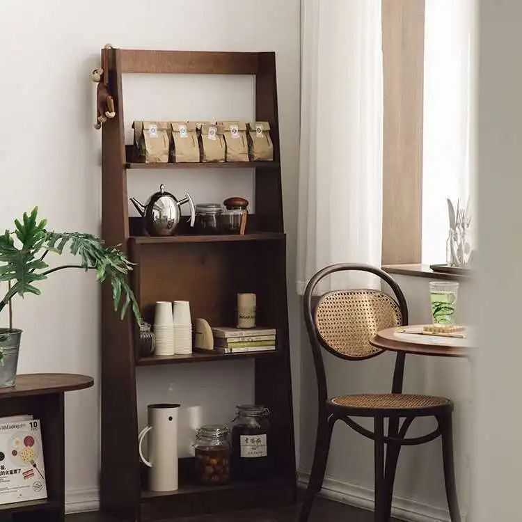 AOLIVIYA Solid Wood Floor Bookcase Cabinet Library Shelves Desk Bookshelf Storage Rack Living Room Display Organizer Stand