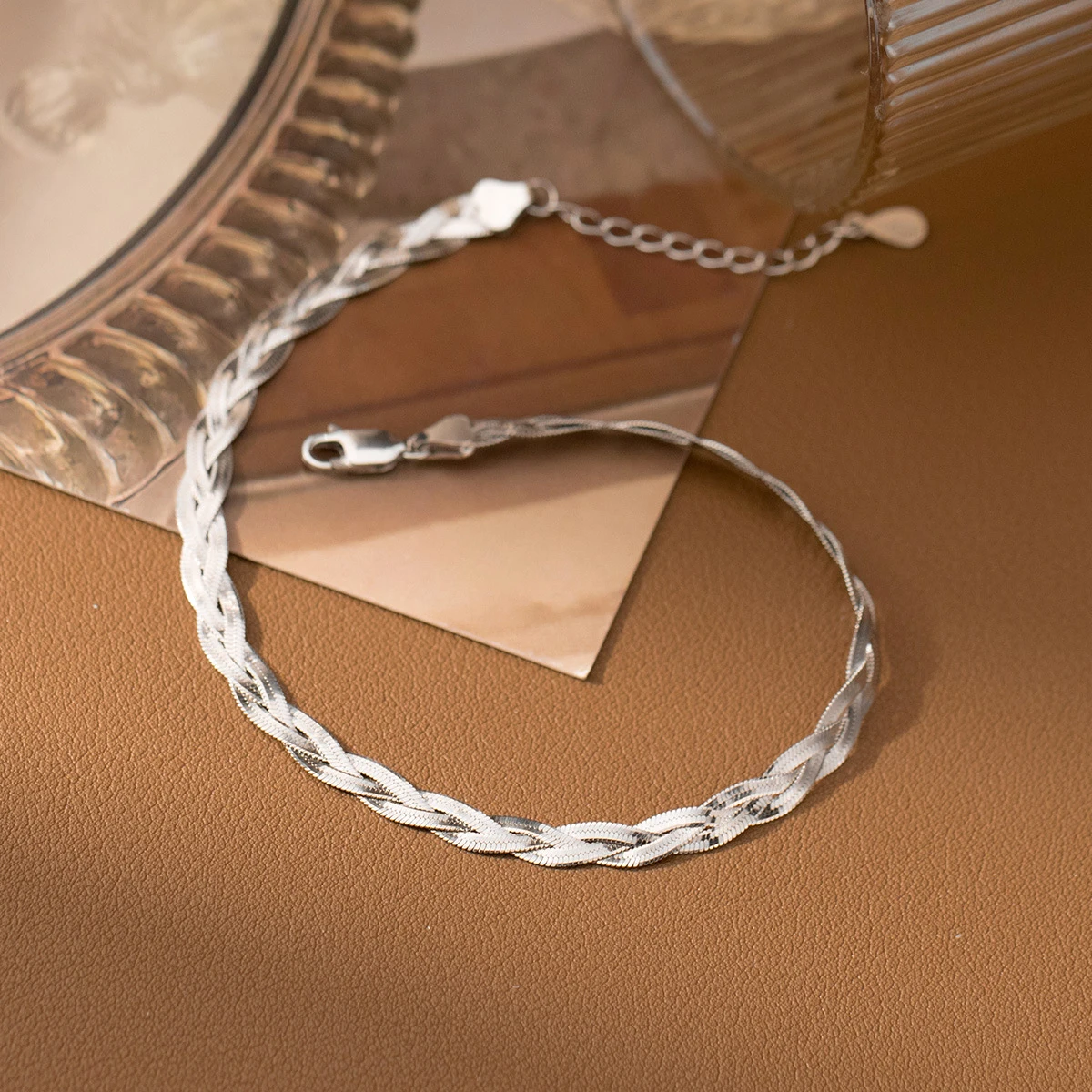MIQIAO 925 Sterling Silver Anklets Woman Three Strand Weaving Leg Foot Bracelet Silver 925 Jewelry Foot Chain Anklet For Girls