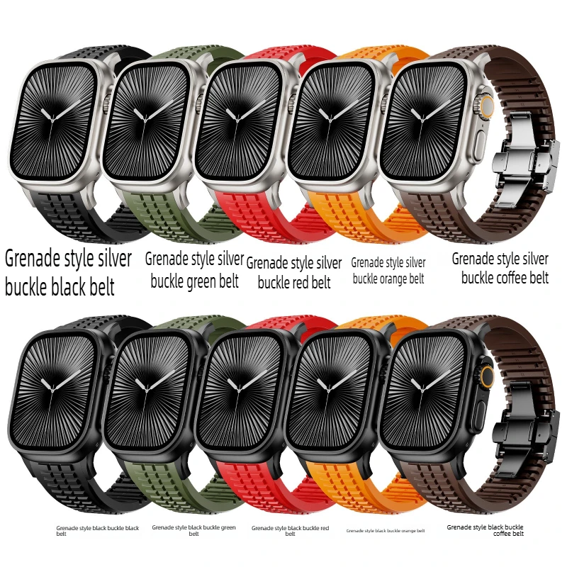for-apple-iwatch-s11-10-ultra-2-silicone-strap-with-foldable-clasp-metal-buckle-comfortable-wear