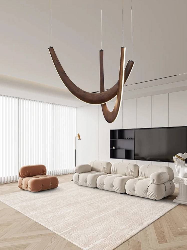 Black Solid Wood Hanging Lamp Luxury Lustres Living Room Villa Applicance Pendant Light 2024 Designer New Chandelier Room Decor