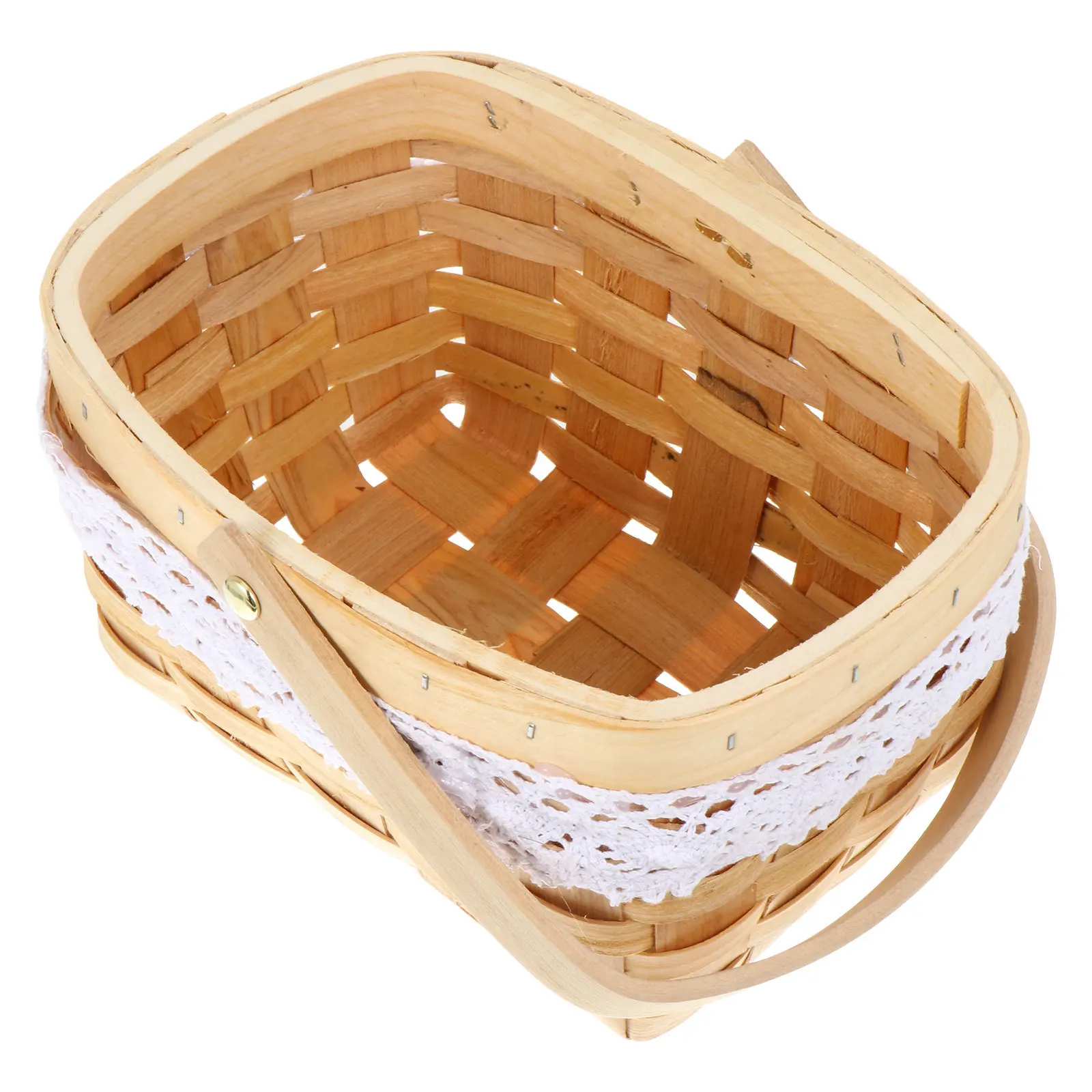 

Hand-Woven Wooden Flower Basket Decorative Storage Container Multi-Function Rustic Plant Holder Kitchen Bread Desktop Organizer