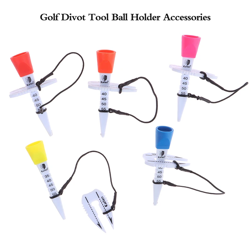 

1Pc Golf Tee Multi-Function Ball Nail Golf Seat Plastice Tee With Cord Adjustable Height For Golfer Gift Golf Accessories