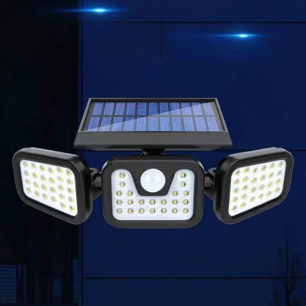 Waterproof Outdoor Solar Wall Light Motion Sensor Garden Security Lamp Triple Head Rotatable Exterior Path Lighting
