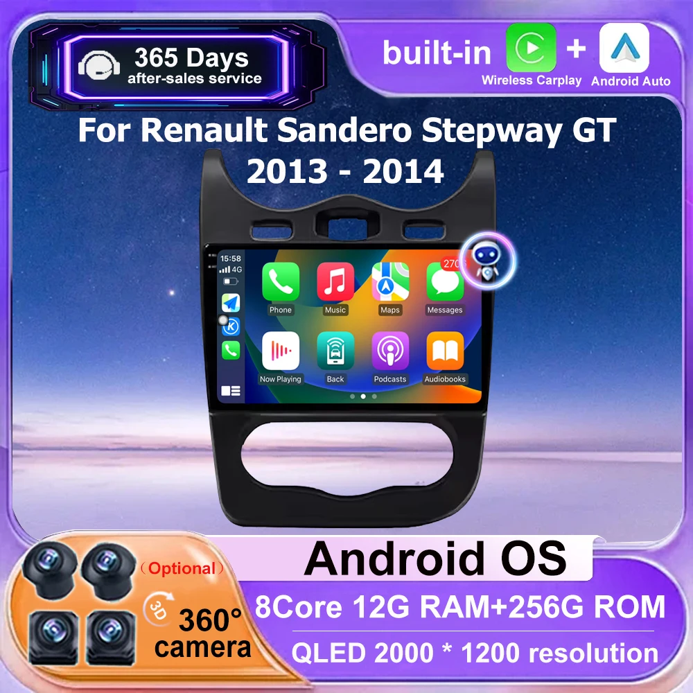 10'' Android 16 Auto For Renault Sandero Stepway GT 2013-2014 Car Radio Multimedia Video Player GPS Navigation Head Unit 4G WIFI