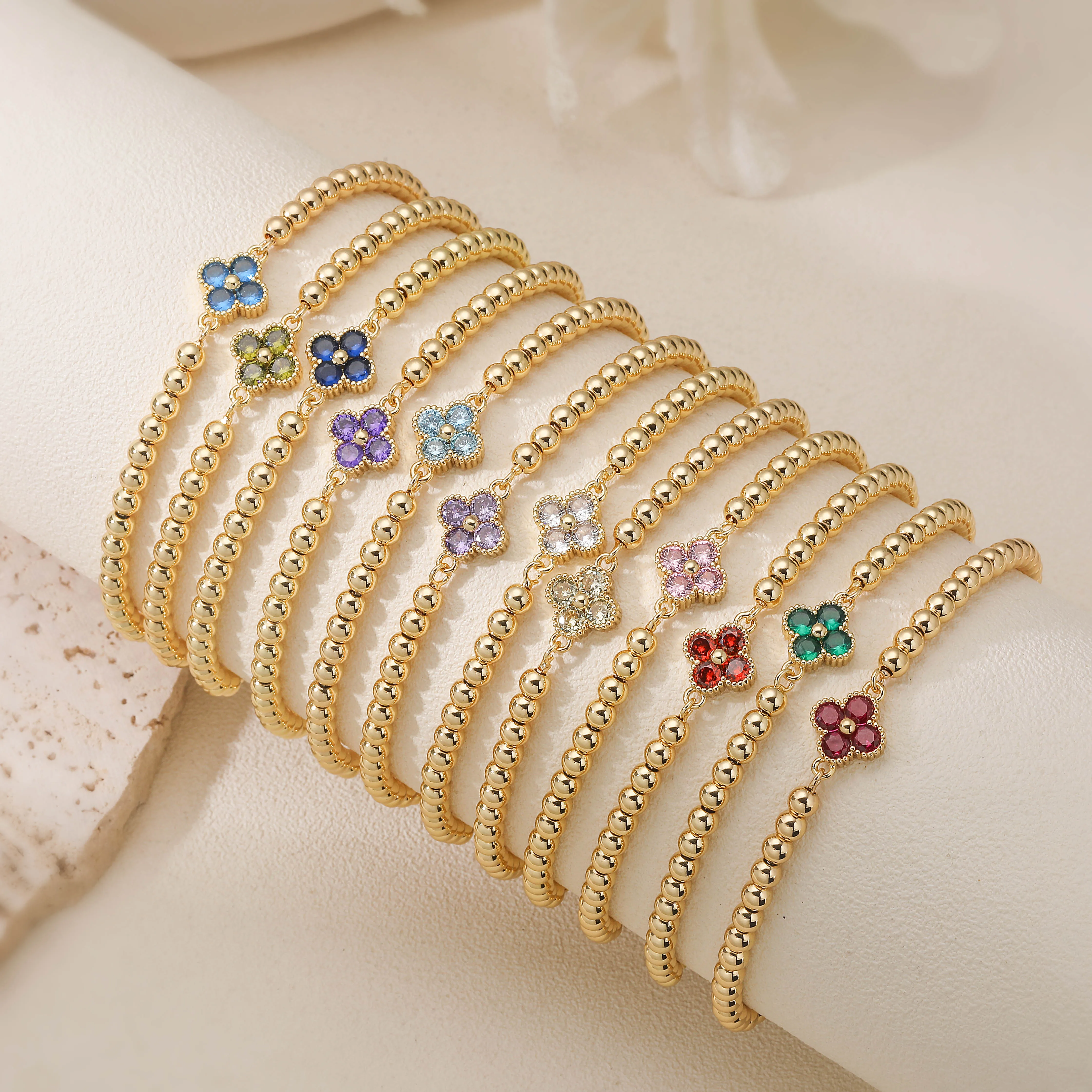 HECHENG, symbolisme d'anniversaire, bijoux de bonne Fortune, pierre de naissance, fleur, perle, chaîne de traction, unisexe, Couple, accessoire en métal et cuivre