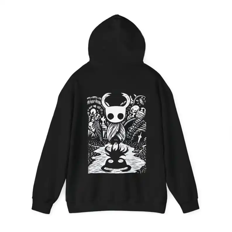 Sudadera con capucha con estampado gráfico de Hollow Knight Gaming, moda de gran tamaño con capucha para hombres y mujeres, sudadera informal Harajuku de alta calidad con capucha